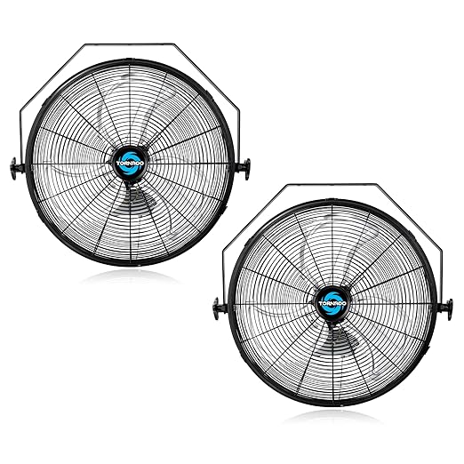Tornado 2-Pack 18-Inch High Velocity Industrial Wall Fans, 4000 CFM, 3-Speed, TEAO Enclosure Motor, 6.5-FT Power Cord, UL Safety Listed for Industrial, Commercial, and Residential Use