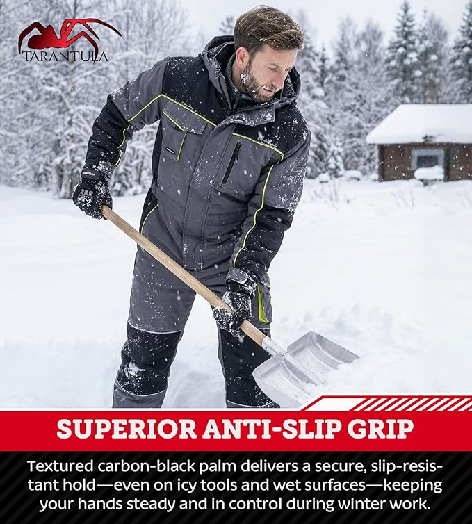 Tarantula 100% Waterproof Winter Work Gloves for Men&Women,Thermal Insulated Freezer Gloves for Cold Weather, Super Grip Palm