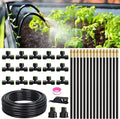 RAINPOINT 50FT Drip Irrigation System, Garden Watering Kit with 15pcs 360°Adjustable Copper Nozzles, Automatic Atomizing Watering Sprinkler System for Greenhouse, Lawn, Raised Beds, Outdoor Plants