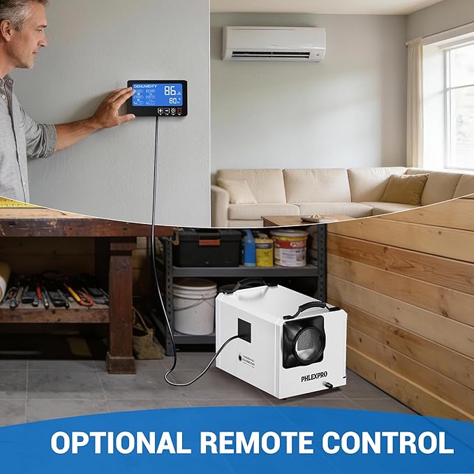 145 Pint Commercial Dehumidifier with Drain Hose for Crawl Spaces, Basements, Industry Water Damage Unit Restoration for up to 6000 Sq.Ft, Auto Defrost, Memory Starting(Gift Directional Wheels)