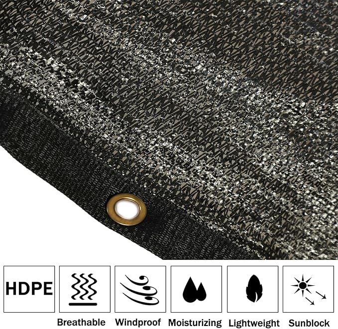 AIMFIKIOR 40% 6 ft X 20 ft Black Shade Cloth, Plant Cover Sun Block Screen Taped Edge with Grommets - for Outdoor Patio Tomatoes Barn Kennel Greenhouse