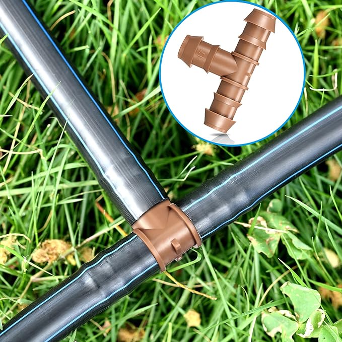 Outus 1/2 Inch Drip Irrigation Tubing Fittings 36 Pieces Irrigation Tubing Connectors Drip Hose Fittings Parts Kit Includes 9 Tees 9 Couplings 9 Elbows 9 End Cap Plugs for Sprinkler Systems Garden