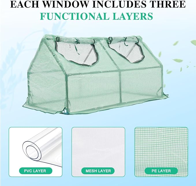 BPS 4x2x2 FT 3-in-1 Mini Greenhouse Kit, Small Greenhouse with Triple-Layer Window for All-Season Vegetable and Plant Growing