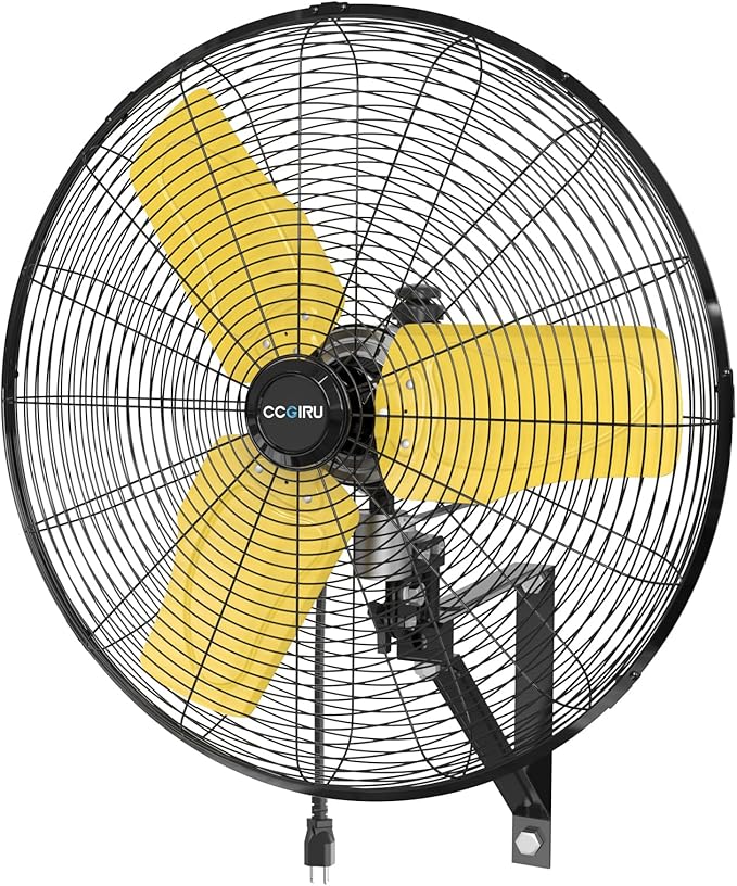 CCGIRU 8800 CFM 26" Outdoor Commercial Wall Fan Oscillating, IP44 Waterproof Wall Mount Fan, Heavy Duty, 3 Speed, Adjustable Tilt for Factory, Warehouse, Garage, ETL Listed