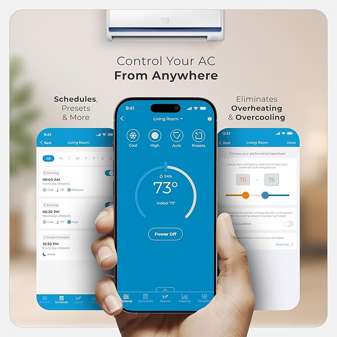 Breez Max Smart AC Controller | AHR Product of the Year WiFi Thermostat for Mini-Split, Window, Portable AC/Heat Pump | AI-Based Tech | Free App, No Subscription | Alexa, Google, IFTTT etc. (White)