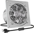 HG Power 6 Inch Exhaust Fan: Kitchen Exhaust Fans with Switch Portable Attic Vent Fan with 8 Feet Power Cord Plug-in Garage Ventilation Fan with Damper Shop Chicken Coop Basement Smoking Room Silver