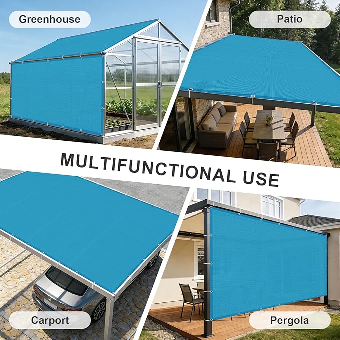 Cool Area Sun Shade Cloth with Grommets 5×13 FT Shade Panel Shade Tarp Screen Fabic for Outdoor Patio Pergola Cover Deck Garden, Turquoise Blue (Customized)