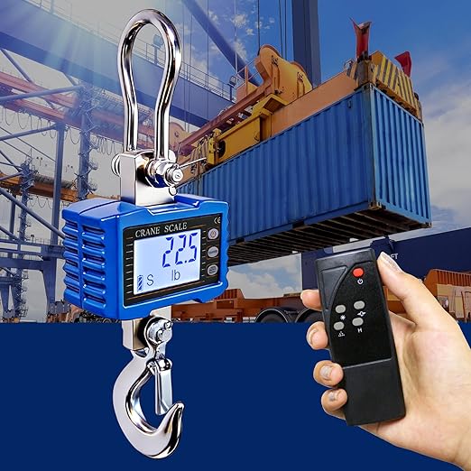 Digital Crane Scale,4410lb/2T Heavy Duty Digital Hanging Scale,Crane Scale Industrial with Remote Control and LCD Screen,High Precision Electronic Weighing Crane Scale for Market,Factory,Construction