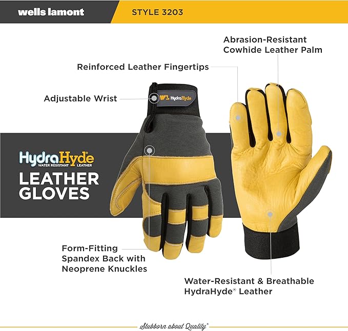 Wells Lamont Men's Leather Palm Work Gloves