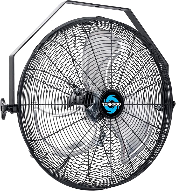 Tornado 18" High Velocity Industrial Wall Fan with TEAO Enclosed Motor – 4000 CFM, 3 Speed Settings, 6.5 FT Cord – Ideal for Industrial, Commercial, and Residential Use – UL Safety Listed