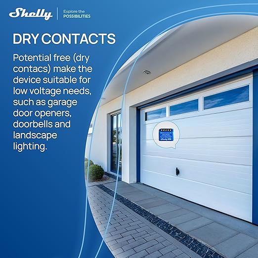 Shelly 1 Mini Gen3, WiFi & Matter Smart Relay Switch with Dry Contacts, 1-Channel 8A, Compatible with Alexa, Home Assistant, SmartThings & Google Home, DYI Garage Door Opener, No Hub Required (2 pack)