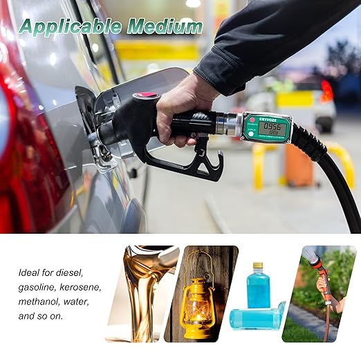 2 Inch Digital Turbine Flow Meter, 15.8-132 GPM Inline NPT Thread Fuel Flowmeter with LCD Display for Water, Diesel, Gas Oil, Gasoline, and Other Liquids - Supports Gallon, QTS, PTS, L, m³