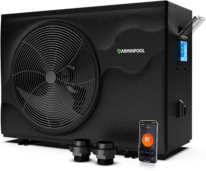 Pro Invert 90000BTU Pool Heat Pump for 24000 Gallons Above and In Ground Pools, Full Inverter Electric Pool Heater, WiFi Control & Timer, Heat & Cool, Energy Efficient, 220V, V25