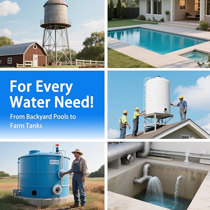 Long-Range Wireless Automatic Water Level Controller for Tank, Well & Cistern, Solar-Powered Digital Display Sensor, Prevents Pump Dry Run & Auto Water Filling System, 3KM Range