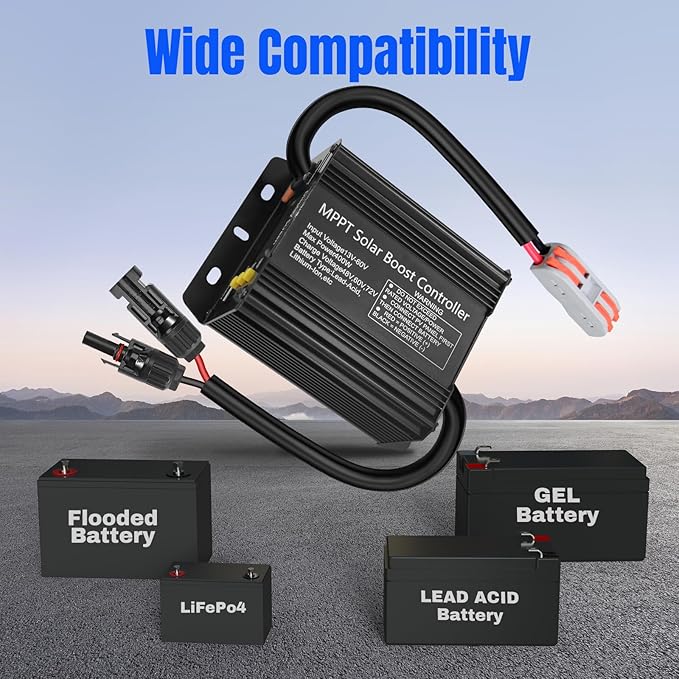 1000W SmartSolar MPPT Boost 24V/36V/48V/60V/72V MPPT Solar Charge Controller LCD Display Solar Panel Regulator for Sealed Flooded AGM Gel LFP User Batteries, Ideal for Golf Carts Electric Vehicles RVs