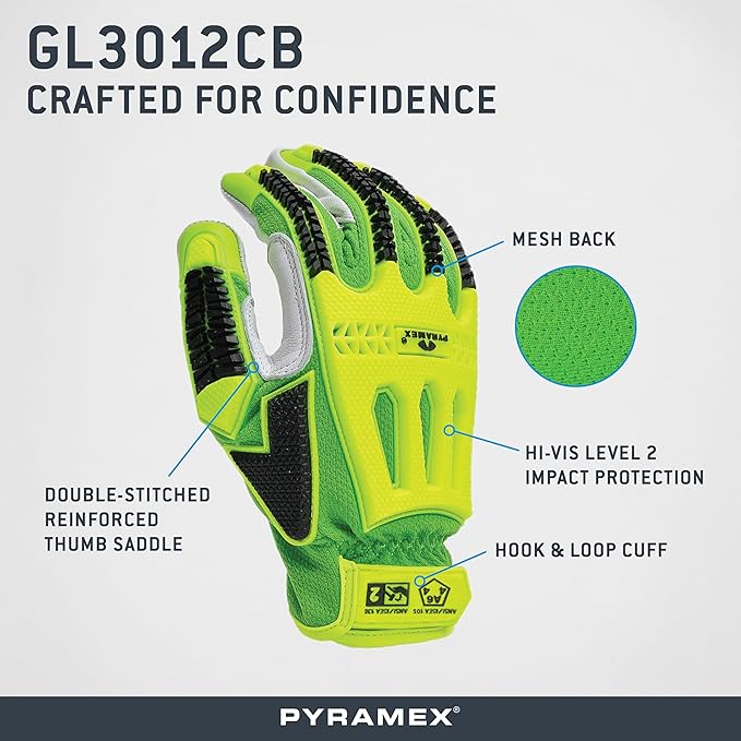 Pyramex Premium Goatskin Safety Gloves With A6 Cut Level And Impact Protection Size L