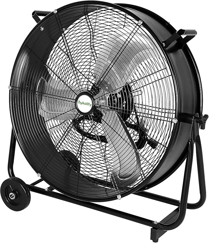 hykolity 24 inch Ultra Quiet Variable Speed High Velocity Drum Fan, 7800 CFM Industrial Heavy Duty Shop Fan with DC Motor for Workshops, Garage, Warehouse and Basement, UL Listed