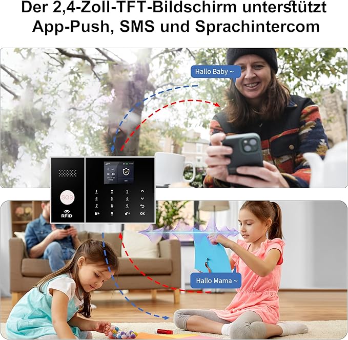XUK Smart Home Security System,4G/GSM &WiFi Wireless Alarm Kit with Door/Window Sensors,PIR Motion Detectors,App Remote Control,Compatible with Alexa &Google Home,Easy Installation(24pcs Set)