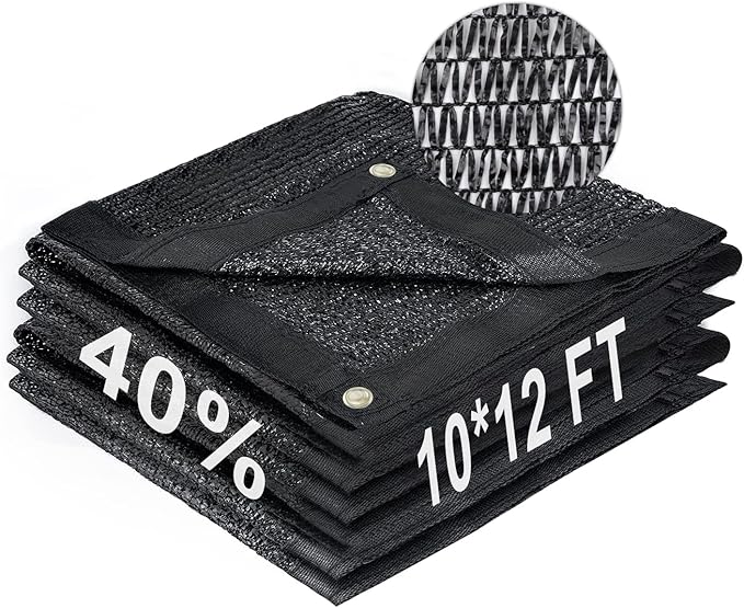LOVE STORY 10x12FT 40% Black Shade Cloth Sun Shade Net with Grommets Sunblock Net Mesh Tarp for Garden,Plants Cover,Greenhouse and Patio
