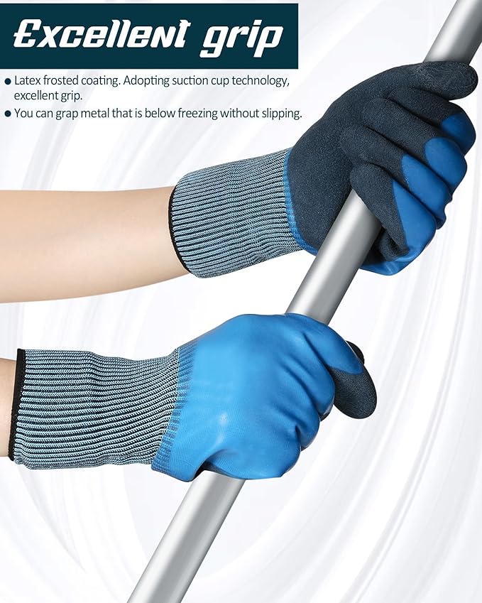 Mimorou 24 Pairs Waterproof Work Gloves Bulk Double Rubber Coated Non-slip Working Gloves Women Men Gardening Gloves