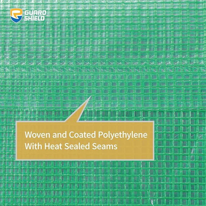 GUARD SHIELD Clear Green Tarp Heavy Duty 8x20 Feet Waterproof for Greenhouse Outdoor Garden Poly Cover UV Resistant 3x3 Weave 10mil