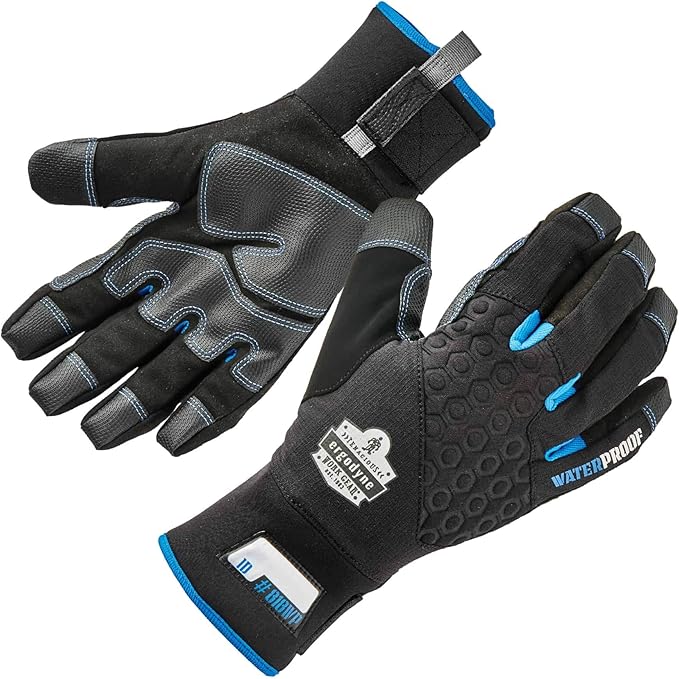 Waterproof Work Gloves, Thermal Insulated, Touchscreen, Enhanced Grip, Ergodyne ProFlex 818WP Black