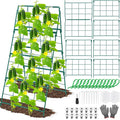 17 x 42 Inch Garden Trellis for Raised Beds Foldable Climbing Plant Support Cucumber Trellis Outdoor A-Frame Metal Vegetable Trellis with Garden Supplies for Grape Tomato Peas Flower