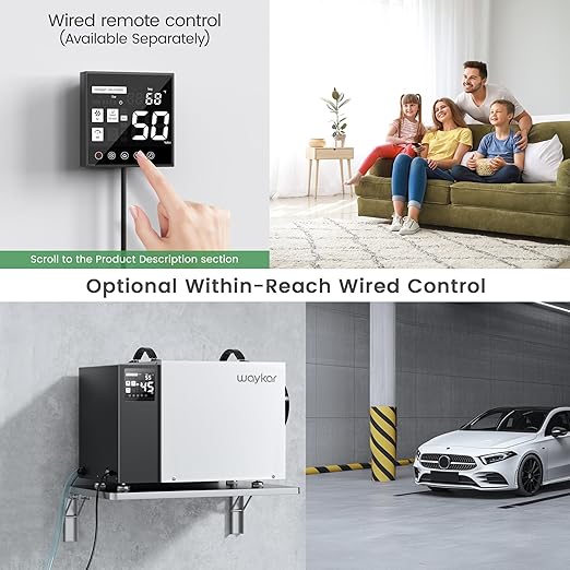 Waykar 125 Pint Crawl Space Dehumidifier with Pump and Drain Hose for commercial, Basements, and Water Damage Unit for Spaces up to 6500 Square Feet, Smart Humidity Control - 5-Year Quality Coverage