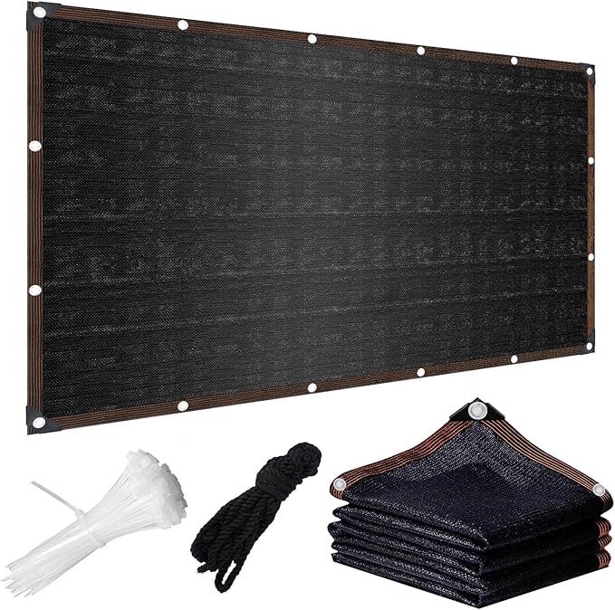 Shade Cloth for Garden, 90% Sun Shade Mesh Tarp with Grommets, 6 FT x 15 FT Shade Cloth for Plants Greenhouse - Sunblock Net for Chicken Coop Cover - Sun Screens for Patio, Garden -Black