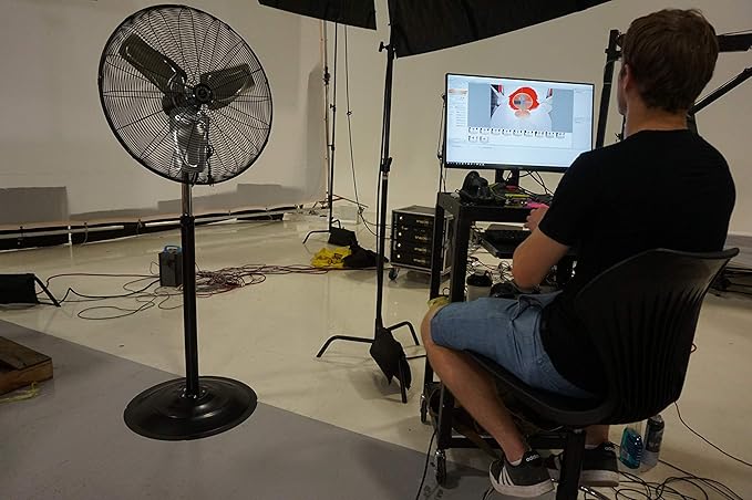 TPI Corporation CACU30-PO 30" High Velocity Oscillating Pedestal Mount Fan for Garage, Commercial, Industrial — 3 Speed 120 Volt Motor, 9' Cordset