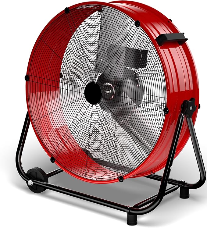 Uthfy 14000CFM Heavy Duty Industrial Drum Fan, 30 Inch High Velocity Floor Fan with 360° Tilt, 2 Casters,Handle,3 Speeds 550W Garage Fan for Shop,Patio,Yard,Commercial,Workshop,Factory