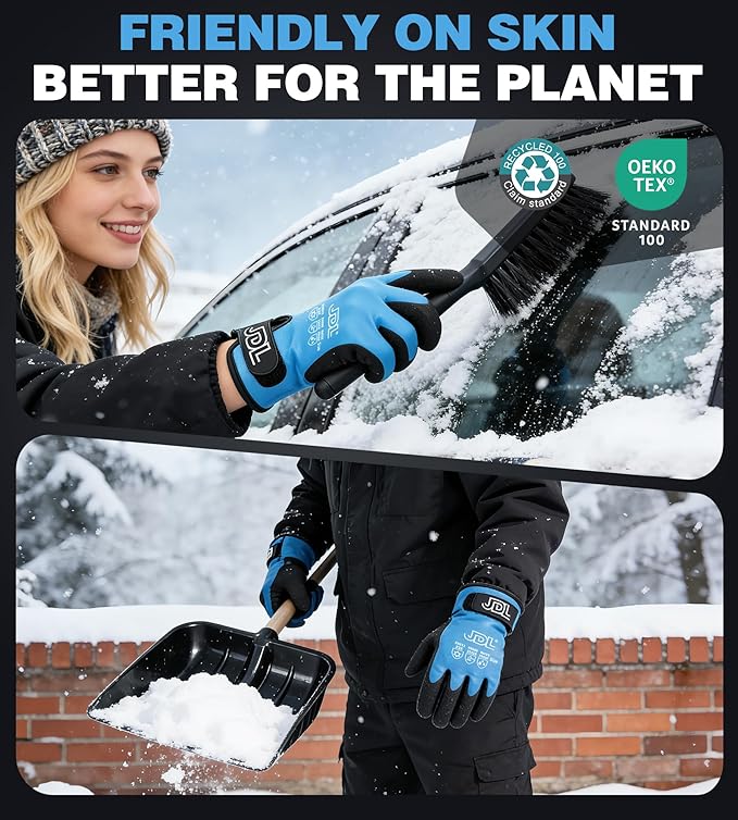 JDL 100% Waterproof Winter Work Gloves for Men & Women, Thermal Insulated Freezer Gloves for Cold Weather, Super Grip Palm