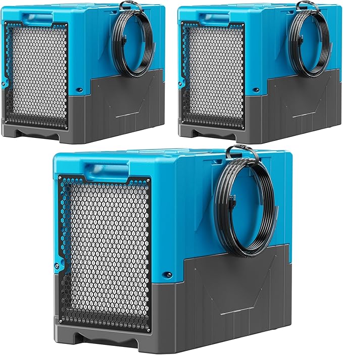 190Pints Commercial Dehumidifier for Basements with Pump Drain Hose, LGR Dehumidifiers with Wheels, Crawl Space Dehumidifier for Basement, Warehouse and Garages Up to 6000 Sq, Blue-2026 Upgraded-3PC