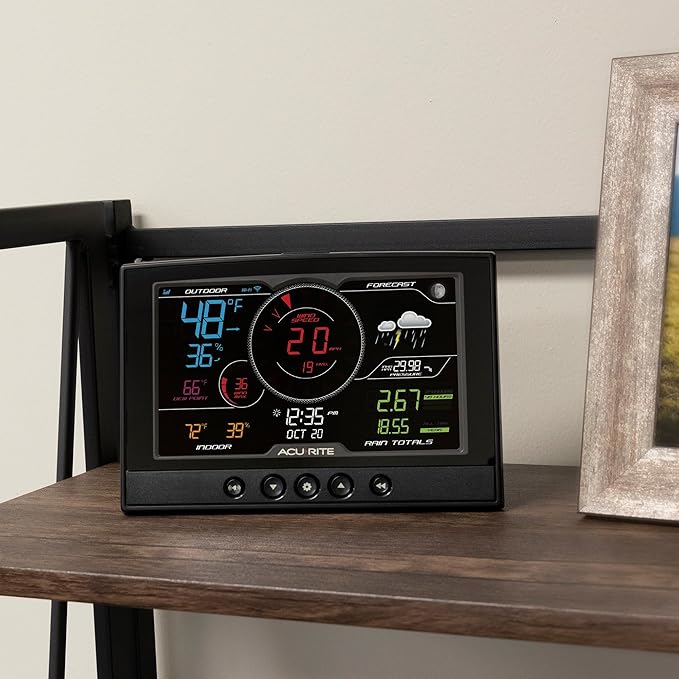 AcuRite Iris (5-in-1) Home Weather Station with Direct-to-Wi-Fi Wireless Display and Alerts for Remote Monitoring Indoor/Outdoor Temperature and Humidity with Wind Speed/Direction (01544M)