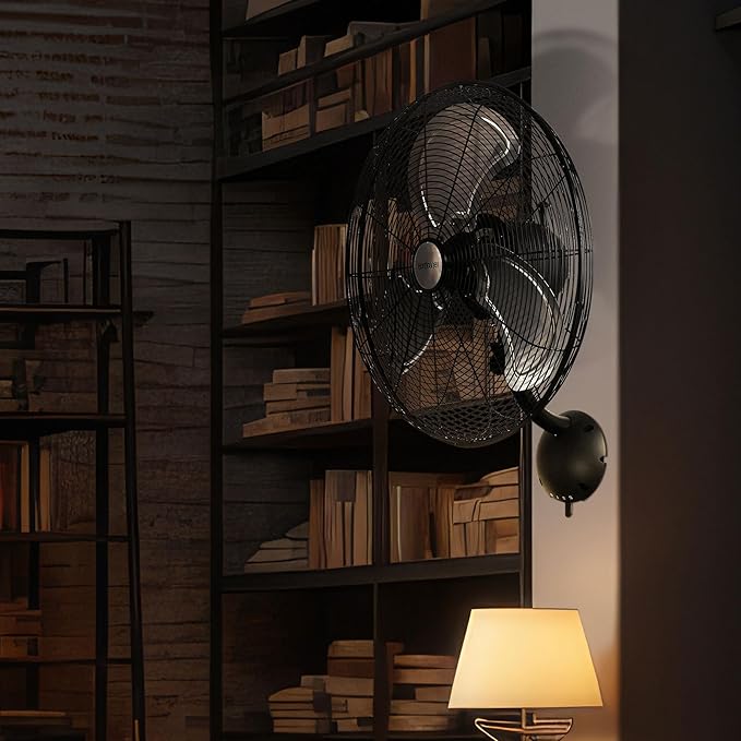 Hurricane 16 Inch Pro High Velocity Corded Electric Classic Oscillating Wall Mount Fan with 3 Speed Settings for Air Circulation, Black (2 Pack)
