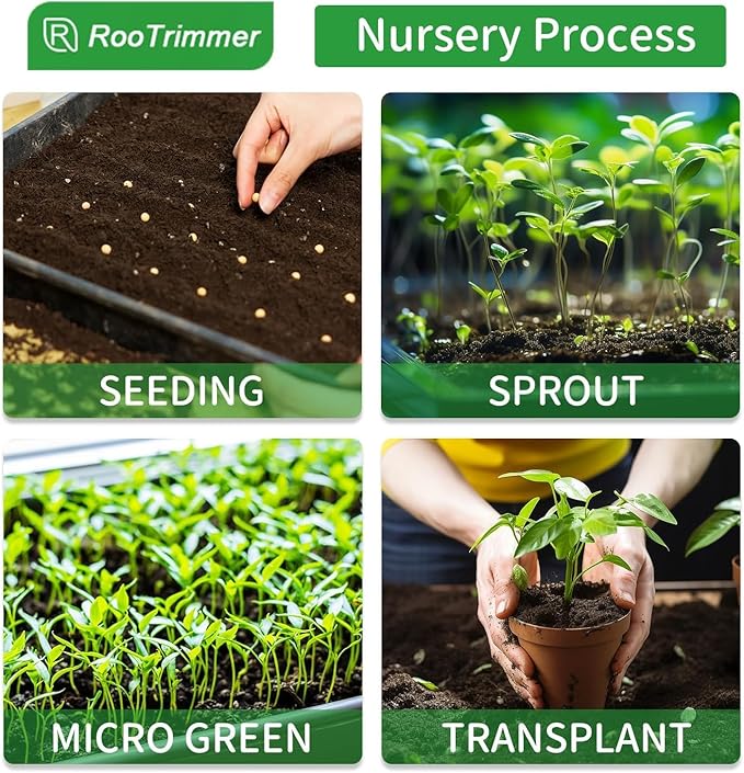 RooTrimmer 20 Pack Shallow 1020 Trays No Holes, Heavy Duty Reusable Seed Starter Flat Seedling Tray for 72/128 Cell Plug Tray, Transplant, Microgreen & Seed Germination (21"×11", 1.6" Deep, TD538)