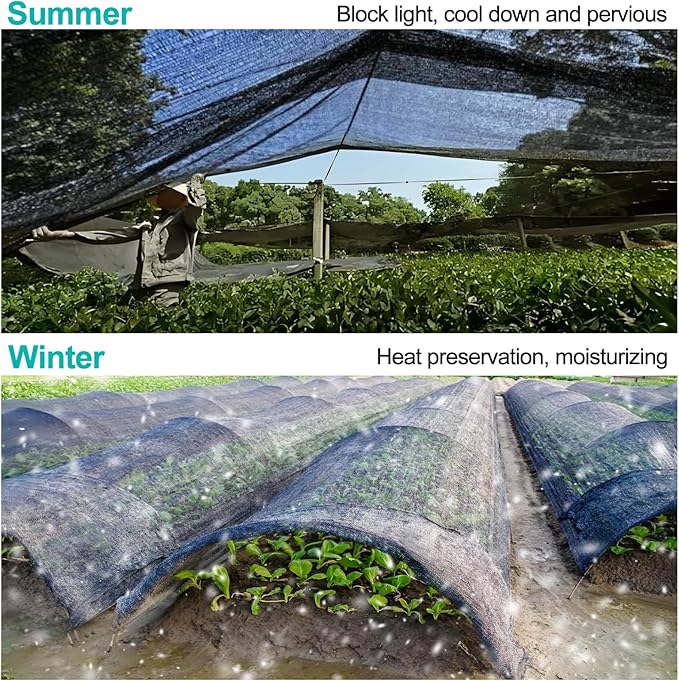 Cliselda 30% Black Shade Cloth for Garden, 6 x 50ft UV Resistant Mesh Tarp with Grommets, Durable Sun Shade Netting Sunblock Fabric Plants Cover for Greenhouse, Vegetables and Patio