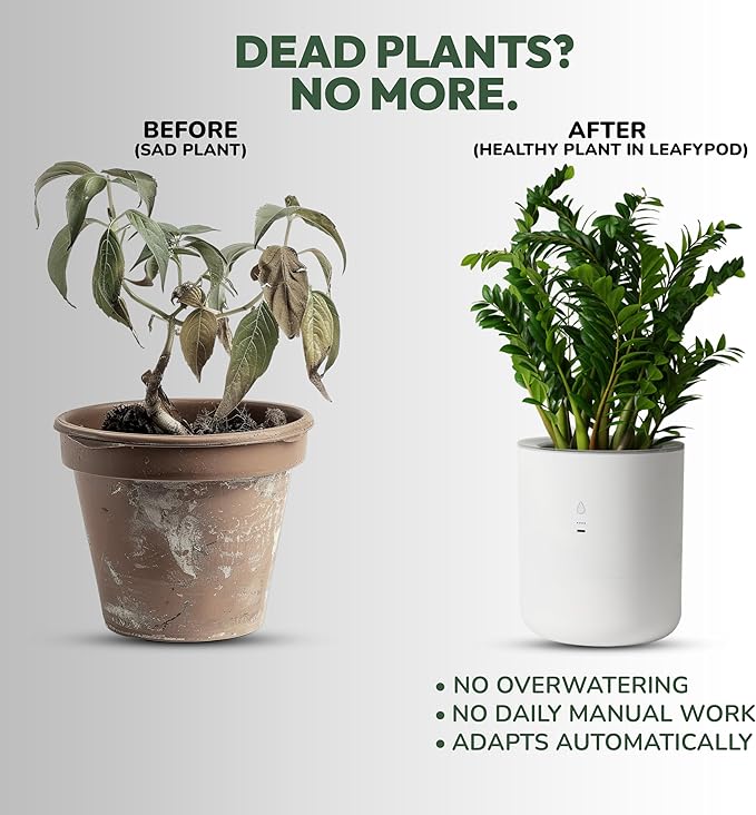Smart Self Watering Planter with WiFi Bridge & App Control – AI Plant Care System with Sensors, Automatic Watering, Alerts – Modern Indoor Planter for Houseplants