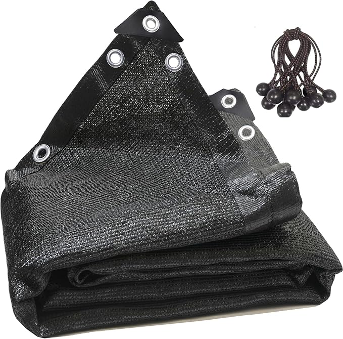 90% Black Shade Cloth 12ft x 20ft Heavy Duty Outdoor Mesh Tarp with Grommets，Sun Shade Canopy for Patio，Garden，Greenhouse，Chicken Coops，Plants Vegetables，Swimming Pool
