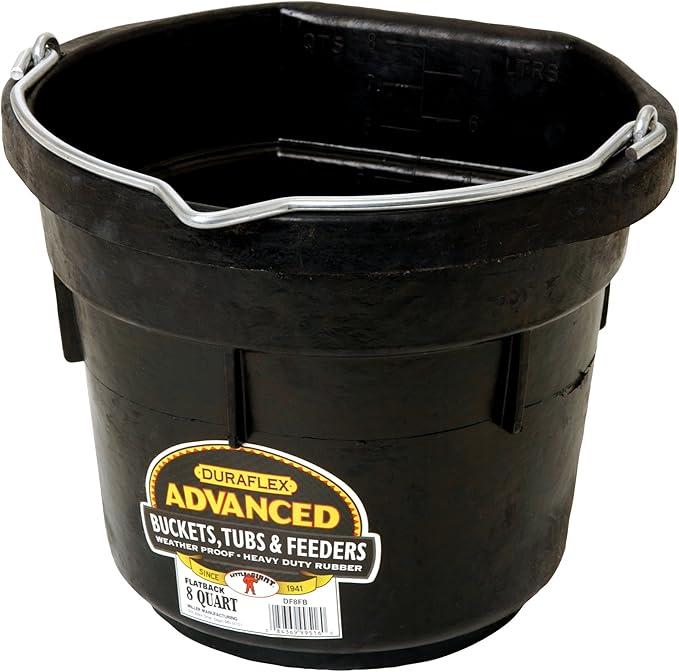 Little Giant® Flat Rubber Bucket | Rubber Water Pail for Horses | Flat Back Bucket | 8 Quarts
