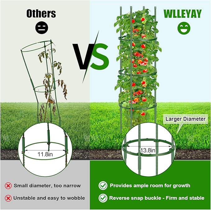 Garden Trellis, New Widened 3 Pack Tomato Cage For Garden, Up To 57'' Heavy-Duty Plant Support Tomato Trellis, Adjustable Height Tomato Stakes,Climbing Vines Flowers Stands Cucumber Trellis Plant Cage