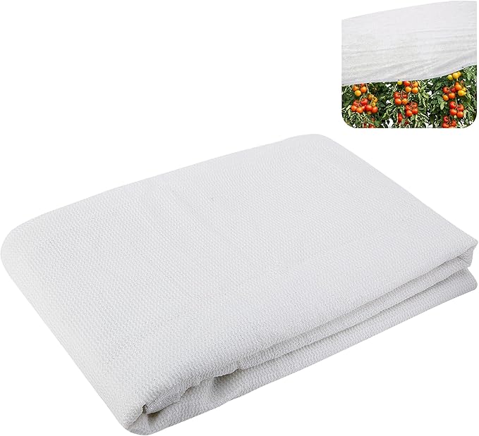 9.9 x 9.9 Ft Plant Shade Nylon Cloth, White Plant Sun Protection Net with Reinforced Grommets, Garden Sunshade Cover Cloth for Protecting Plants from Direct Sunlight