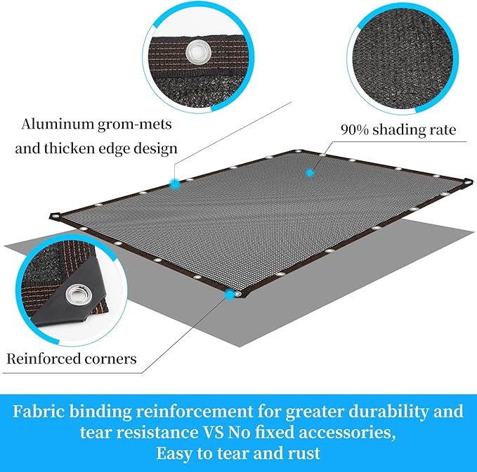 Shade Cloth for Garden 13x26FT,with Grommets,Shade Cloth 90%,Shade Tarps for Outdoors,Sombra para Patio,Carports, Farms, Orchards,Plants、Vegetable Gardens, Greenhouse insulation, Pastures, and Stables
