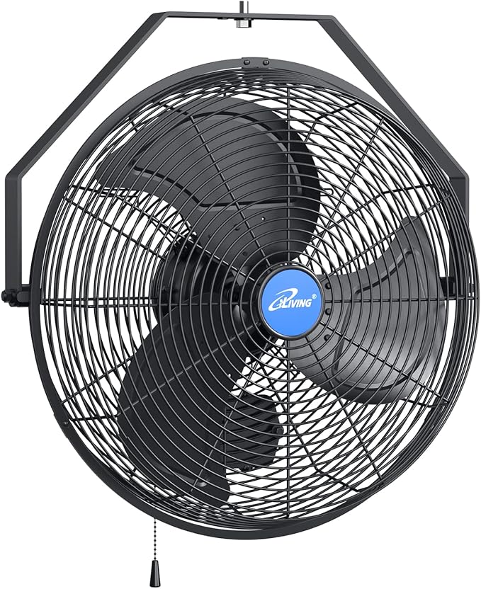 iLiving Wall Mounted Variable 14 Inches Speed Indoor/Outdoor Weatherproof Fan, Industrial grade for Patio, Greenhouse, Garage, Workshop, and Loading Dock, 2473 CFM, Black