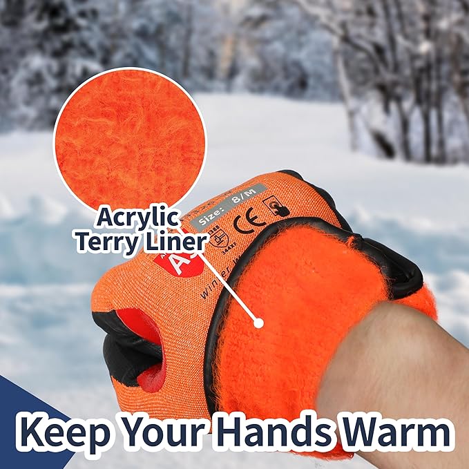 Schwer FreezeGuard-X Winter Work Gloves for Men and Women, ANSI A9 Cut Resistant Gloves for Extreme Protection, Freezer Glove With Super Grip, Touchscreen, Thermal Insulated, PM3326-W (M,1 Pair)