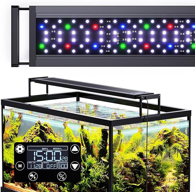 SEAOURA 24/7 LED Aquarium Light for 24-30 Inch Fish Tank, Auto On Off with Timer, 9 Colors, Adjustable Brightness, Daylight & Moonlight Mode, Full Spectrum Fish Tank Light for Plants