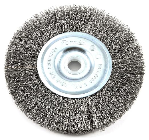 Forney 72741 Wire Wheel Brush, Coarse Crimped with 1/2-Inch Through 5/8-Inch Arbor, 5-Inch-by-.012-Inch