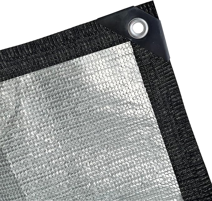 BeGrit Aluminet Shade Cloth 95%-99% Aluminum Shade Cloth Sun Reflective Tarp for Garden, Patio, Greenhouse, Pergola, Car, Kennel Shade 6.6x6.6ft