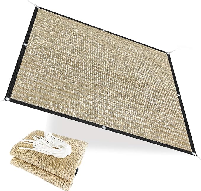 50% Sunblock Garden Sun Shade Cloth with Stainless Steel Grommets - Shade for Plants - Sun Shade Cover for Outdoor Plants Garden Patio - Beige (4' x 4')