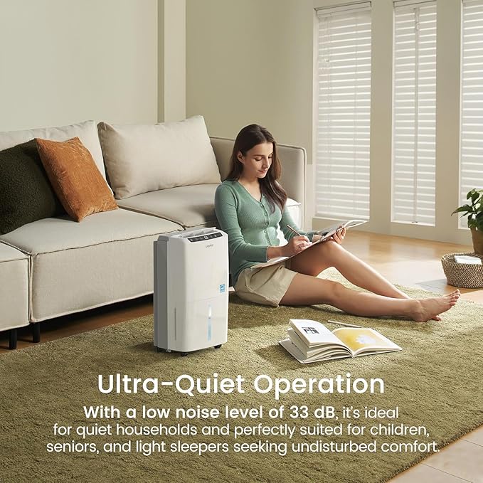 Waykar 2,000 Sq. Ft. 34 Pints 2025 Most Efficient Energy Star Dehumidifier for Basement & Home with Auto or Manual Drainage, Ultra Quiet 33dB, 0.62-Gallon Water Tank